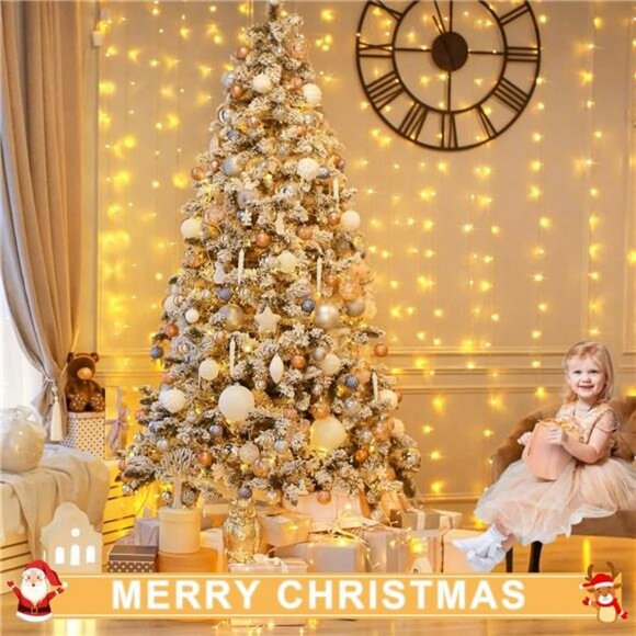 300 LED Remote Control Christmas Curtain Lights, Plug in Fairy Curtain Lights - Picture 2 of 7